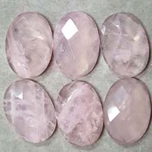20X28MM FACETED OVAL CABOCHON ROSE QUARTZ(3PCS/BAG)
